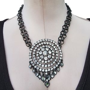 Heavy Large Crystal Double Chain Necklace NWOT 16-20" option